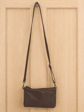 Pixie Mood Taupe Recycled Nylon Minimalist Crossbody Bag Adjustable Strap